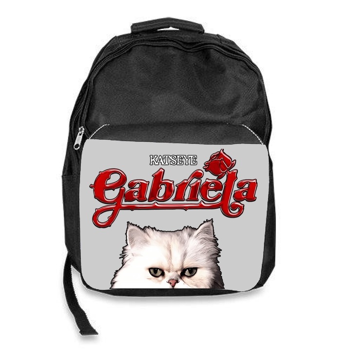 Iskolatáska Katseye Gabriela logó dal, fekete, 30x45x17cm