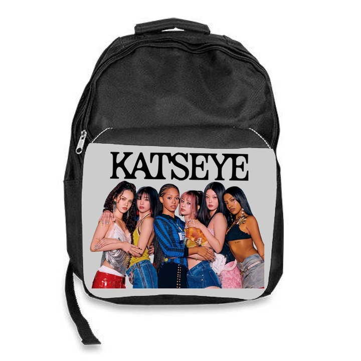 Iskolatáska Katseye lánybanda Global, fekete, 30x45x17cm