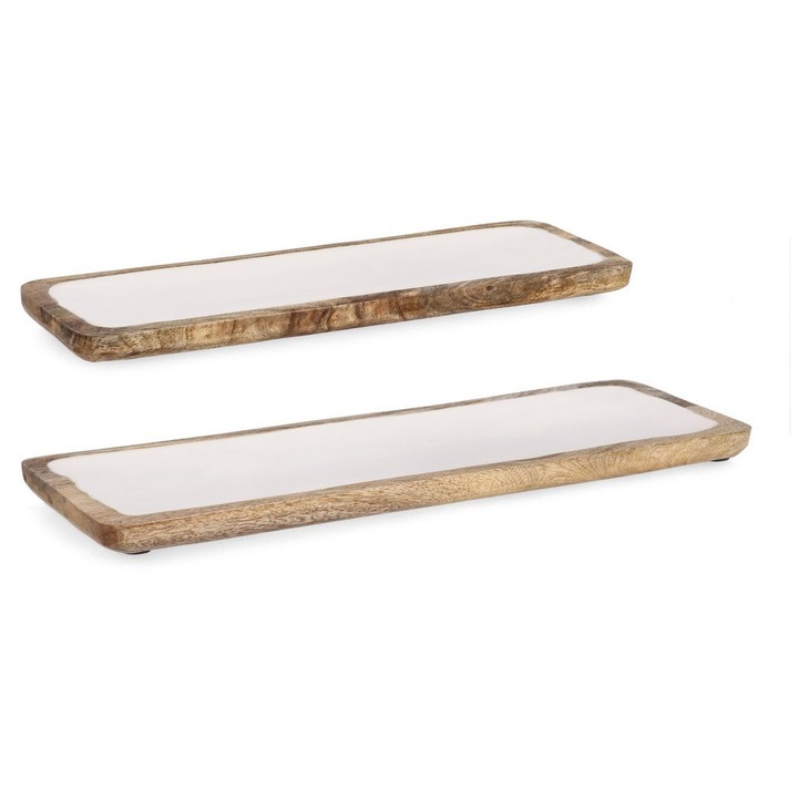 Set 2 tavi lemn mango maro email alb Knososs 38x12x2h, 46x15x2h