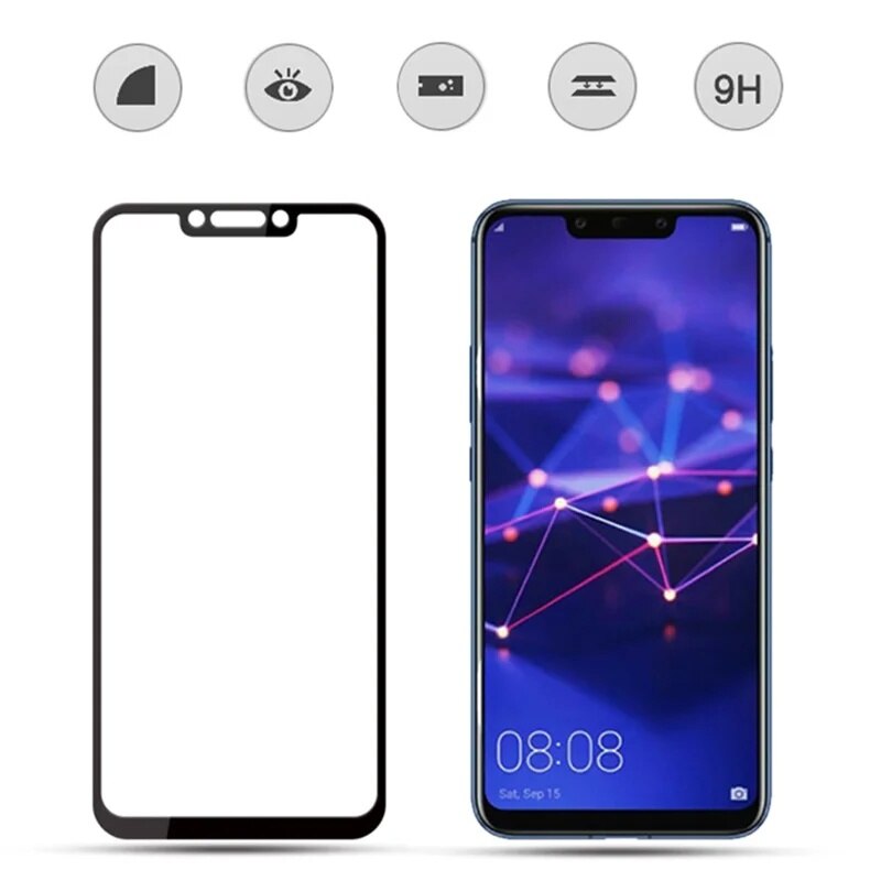 Folie pentru Huawei Mate 20 Lite / P Smart Plus / Nova 3 / Nova 3i, SKYDDAR INNOVATION, Sticla Securizata, Ultra HD, Protectie 111D, Montare Simpla, Transparent, set cu sticker