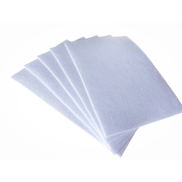 Fetru rigid 1mm, set 5 coli A4/20*30cm, alb simplu