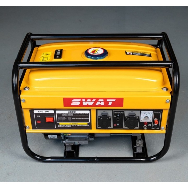 Generator pe benzina SWAT 3500W, 7CP, 208cc, 230V, 2 prize 220V + 12V, pornire manuala, monofazat, rezervor 15L, portabil