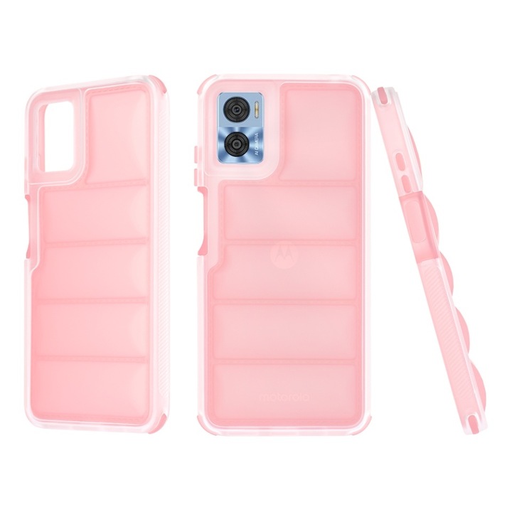 Husa pentru Motorola Moto E22 / Moto E22i, Skyddar Luxury Waves, set cu sticker, Roz