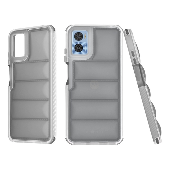 Husa pentru Motorola Moto E22 / Moto E22i, Skyddar Luxury Waves, set cu sticker, Negru