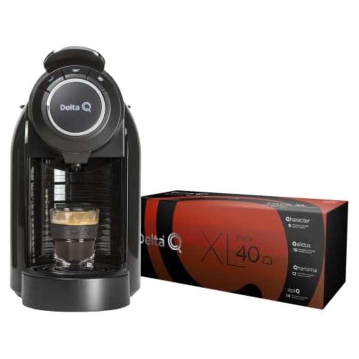 Espressoare Delta Q Q Evolution, 1L, neagra, set cu 40 capsule