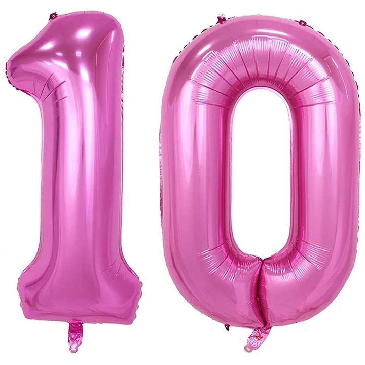Set 2 baloane folie, WOW, Roz, aniversare 10 ani, 105 cm, Produs Petrecere Copii, Calitate Premium, WOW Shop