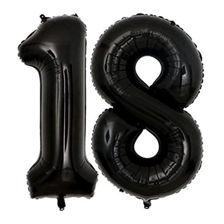 Set 2 baloane folie, WOW, Negru, aniversare 18 ani, 100 cm, Produs Petrecere Copii, Calitate Premium, WOW Shop