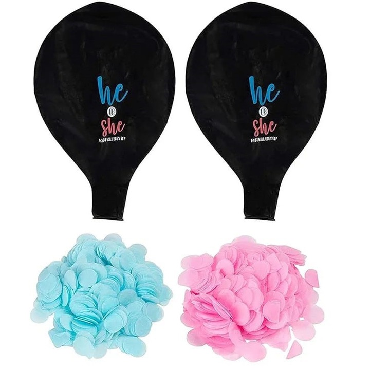 Balon Jumbo cu Confetti Gender Reveal, Boy Or Girl, 90 CM, V7, Decor Eveniment, Material Rezistent, WOW Shop