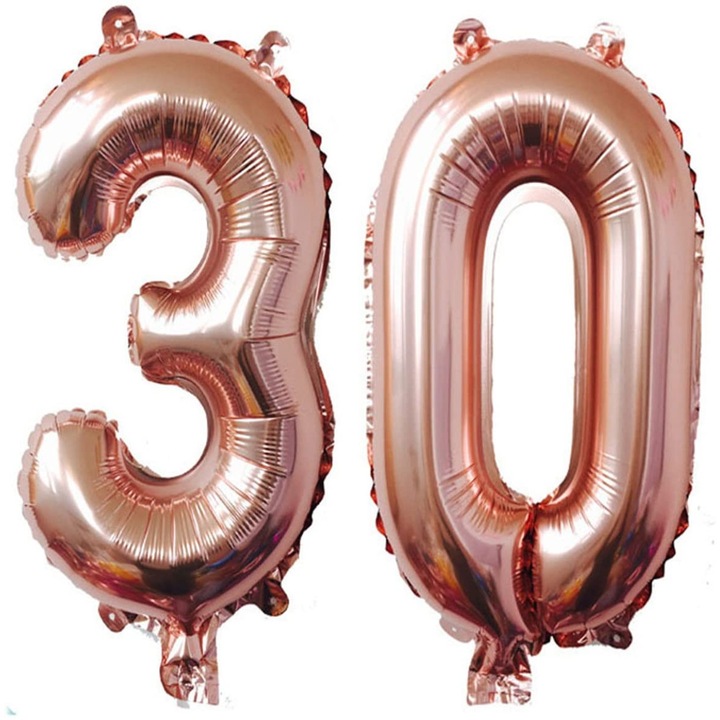 Set 2 baloane folie, WOW, Rose Gold, aniversare 30 ani, 100 cm, Produs Petrecere Copii, Calitate Premium, WOW Shop