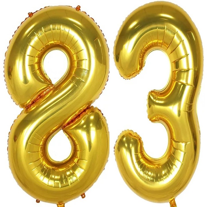 Set 2 baloane folie cifra, WOW, Auriu, aniversare 83 ani, 100 cm, Produs Petrecere Copii, Calitate Premium, WOW Shop