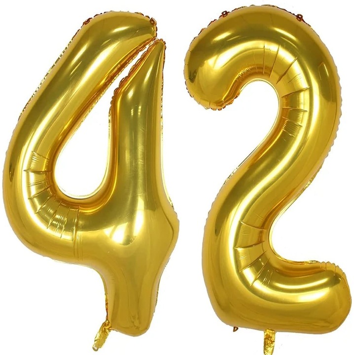 Set 2 baloane folie cifra, WOW, Auriu, aniversare 42 ani, 101 cm, Produs Petrecere Copii, Calitate Premium, WOW Shop