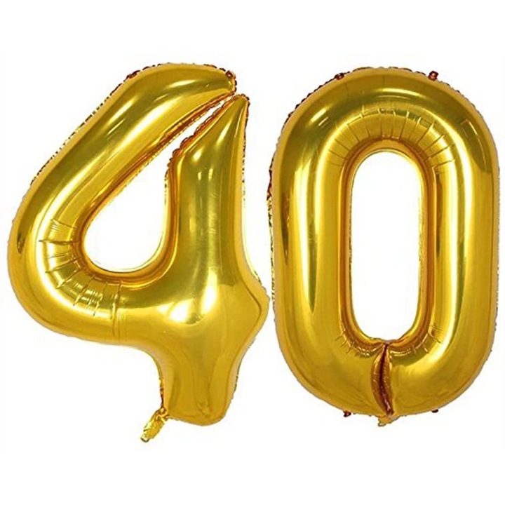 Set 2 baloane folie cifra, WOW, Auriu, aniversare 40 ani, 105 cm, Produs Petrecere Copii, Calitate Premium, WOW Shop