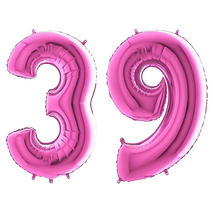 Set 2 baloane folie, WOW, Roz, aniversare 39 ani, 100 cm, Produs Petrecere Copii, Calitate Premium, WOW Shop