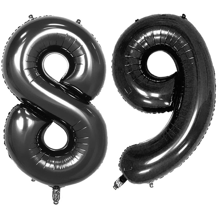 Set 2 baloane folie, WOW, Negru, aniversare 89 ani, 100 cm, Produs Petrecere Copii, Calitate Premium, WOW Shop