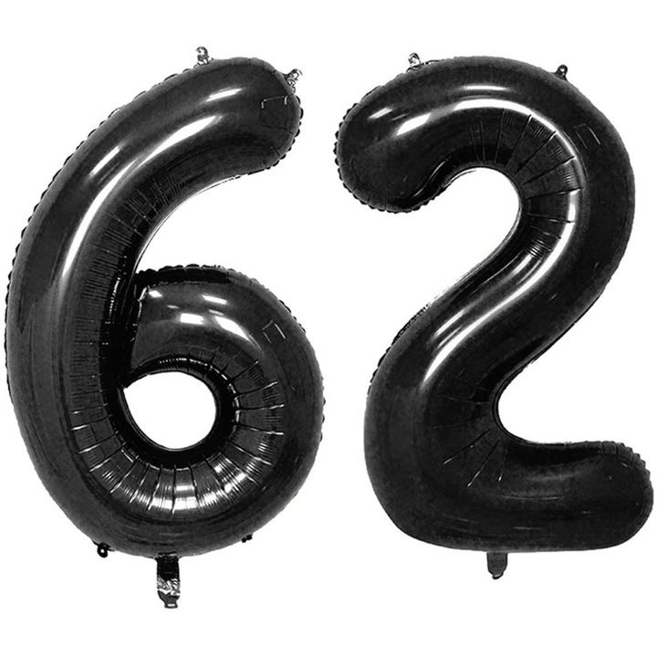 Set 2 baloane folie, WOW, Negru, aniversare 62 ani, 105 cm, Produs Petrecere Copii, Calitate Premium, WOW Shop