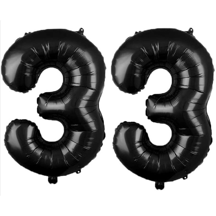 Set 2 baloane folie, WOW, Negru, aniversare 33 ani, 100 cm, Produs Petrecere Copii, Calitate Premium, WOW Shop