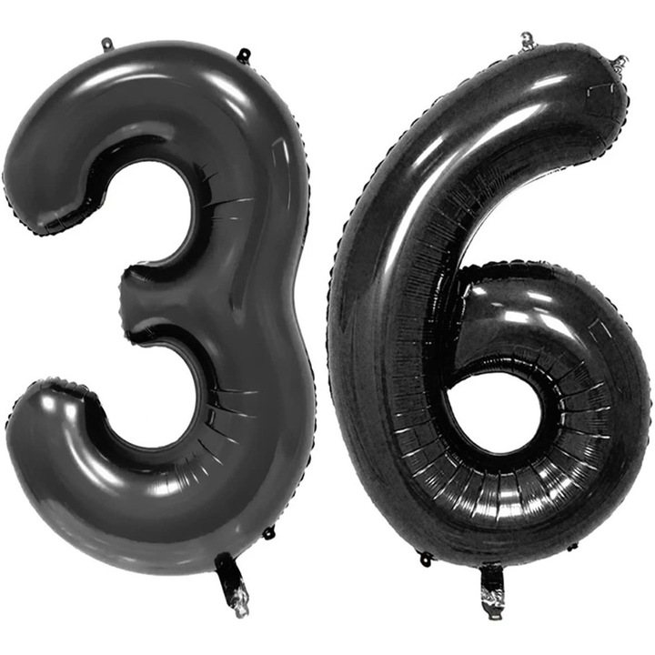 Set 2 baloane folie, WOW, Negru, aniversare 36 ani, 105 cm, Produs Petrecere Copii, Calitate Premium, WOW Shop