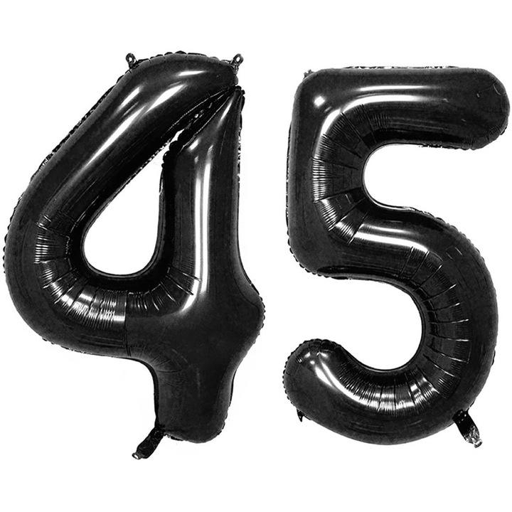 Set 2 baloane folie, WOW, Negru, aniversare 45 ani, 100 cm, Produs Petrecere Copii, Calitate Premium, WOW Shop