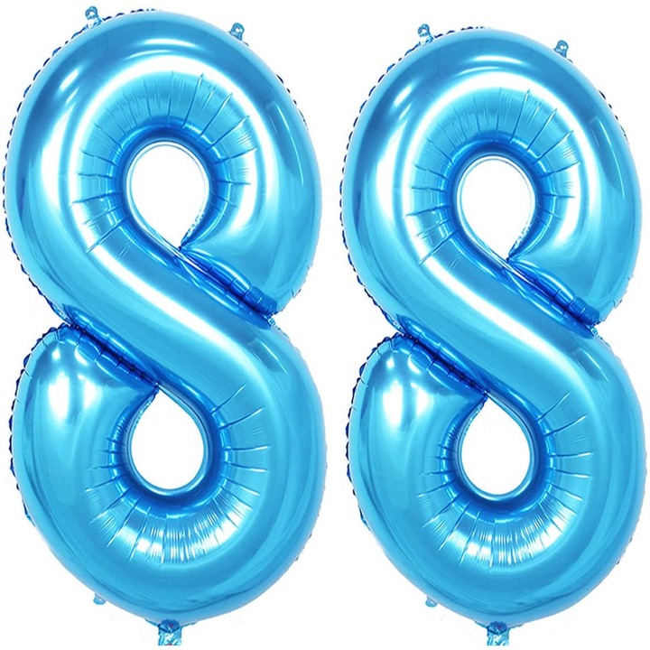 Set 2 baloane folie, WOW, Albastru, aniversare 88 ani, 101 cm, Produs Petrecere Copii, Calitate Premium, WOW Shop