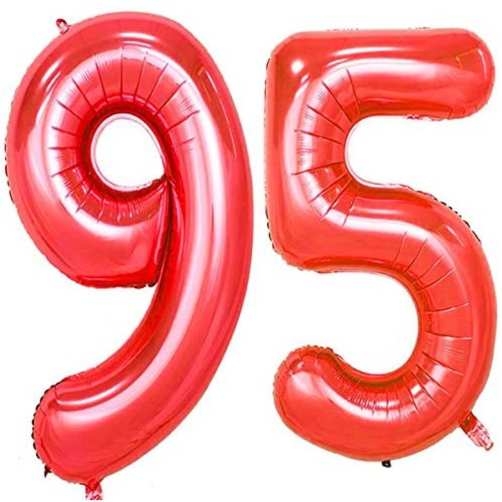 Set 2 baloane folie, WOW, Rosu, aniversare 95 ani, 105 cm, Produs Petrecere Copii, Calitate Premium, WOW Shop