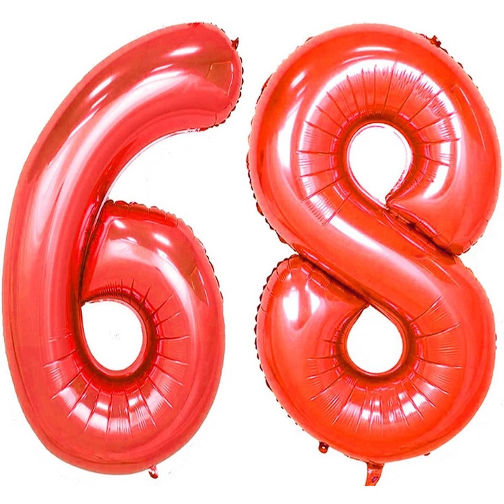 Set 2 baloane folie, WOW, Rosu, aniversare 68 ani, 100 cm, Produs Petrecere Copii, Calitate Premium, WOW Shop