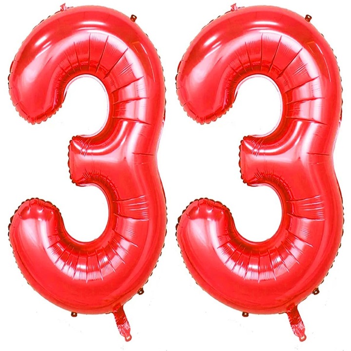 Set 2 baloane folie, WOW, Rosu, aniversare 33 ani, 101 cm, Produs Petrecere Copii, Calitate Premium, WOW Shop