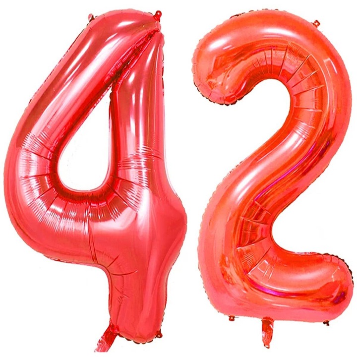Set 2 baloane folie, WOW, Rosu, aniversare 42 ani, 105 cm, Produs Petrecere Copii, Calitate Premium, WOW Shop