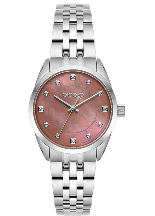 Ceas dama Breeze Ocealis Crystals, analogic, quartz, roz, 30mm, 10 ATM