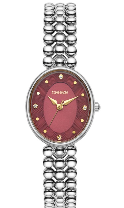 Ceas de mana pentru femei Breeze Sirena 612591.7, analogic, mecanism quartz, bratara din otel inoxidabil, culoare marunt, dimensiuni 24mm x 28mm
