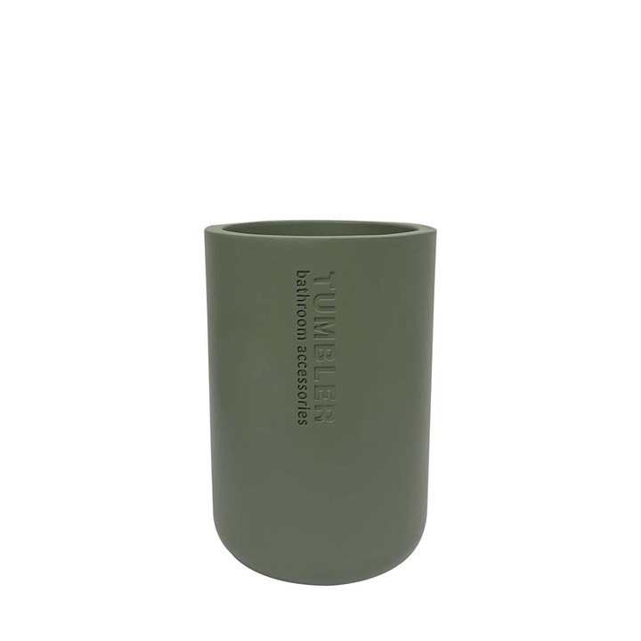 Pahar periute dinti, Frandis, 7.5X11.5 cm, rasina, verde maslin uni, gravat, 196735