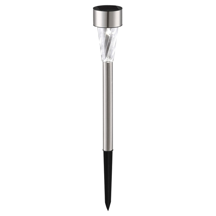 Соларна лампа от неръждаема стомана, прозрачна пластмаса, комплект от 36 броя, IP44, D: 47, H:. 350, включително 1xLED, бяла 0, 06W 3, 2V