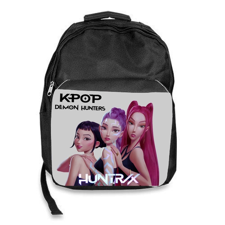 Ghiozdan scoala kpop demon hunters huntrix kpop, negru, 30x45x17cm