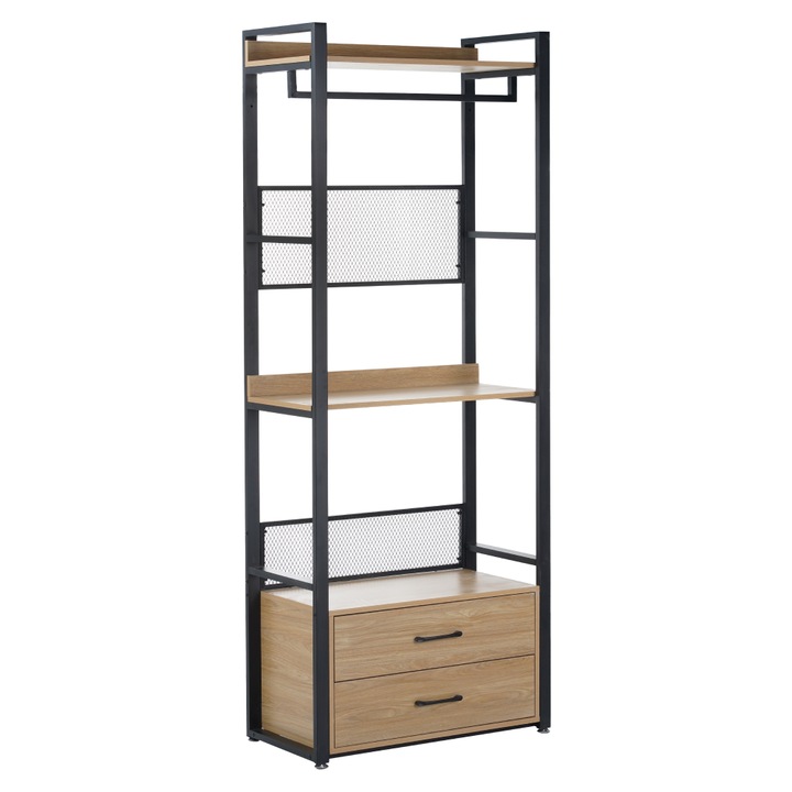 Raft pardoseala fier negru mdf laminat stejar Kilos 80x40x200 cm