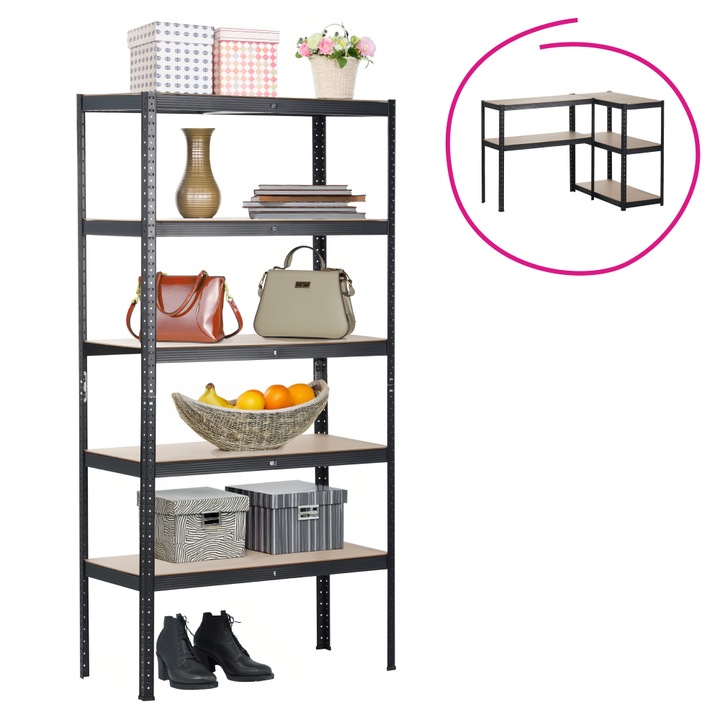 Raft pardoseala mdf stejar metal negru Radman 90x40x180 cm