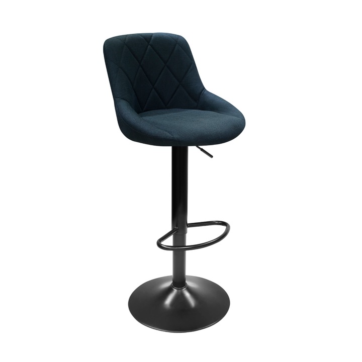 Scaun bar piele textil metal negru Terkan 40x43x86-106 cm