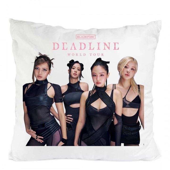 Perna personalizata blackpink kpop deadline go, Poliester, Alb, 40 x 40 cm