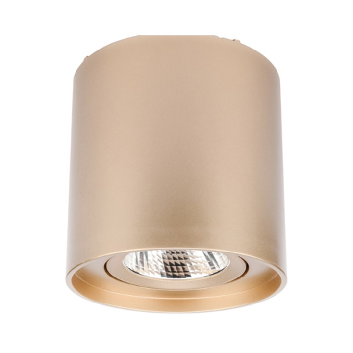 Spot LED aparent, 10 W, 1270 lm, lumina neutra, orientabil, auriu mat, 220V, 11.1 cm inaltime, rotund