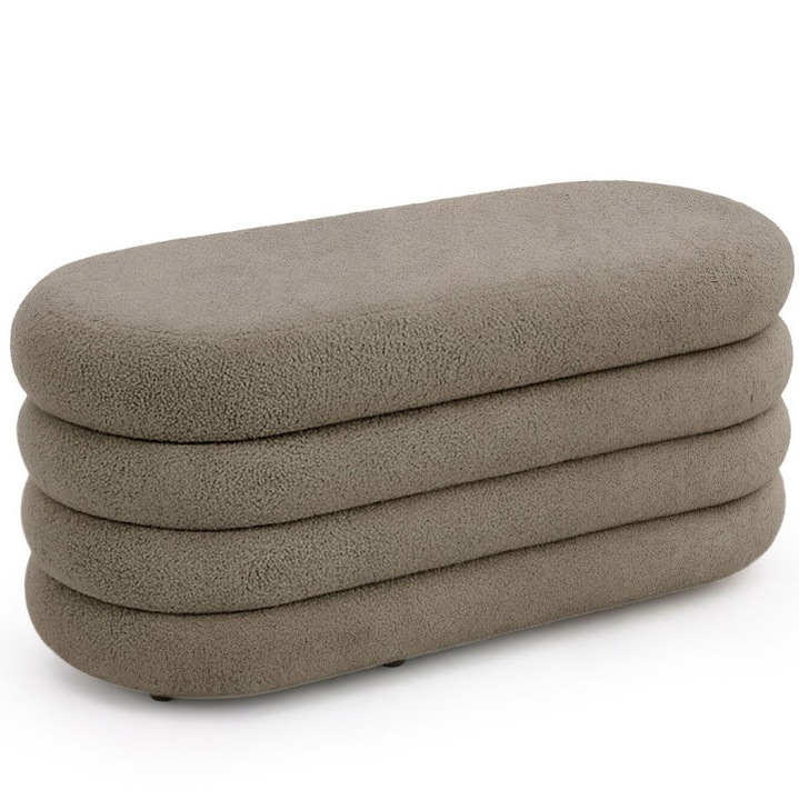 Taburet tapitat Puffo cu spatiu de depozitare, velur, 100x42x42 cm, maro mocha