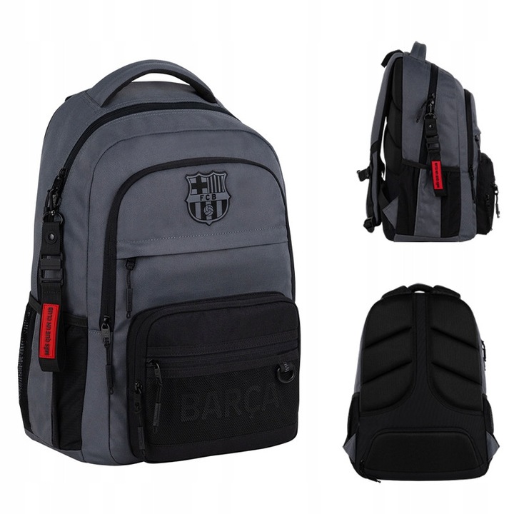 Rucsac scolar adolescenti FC Barcelona, pentru baite, 2 compartimente, gri, Kite