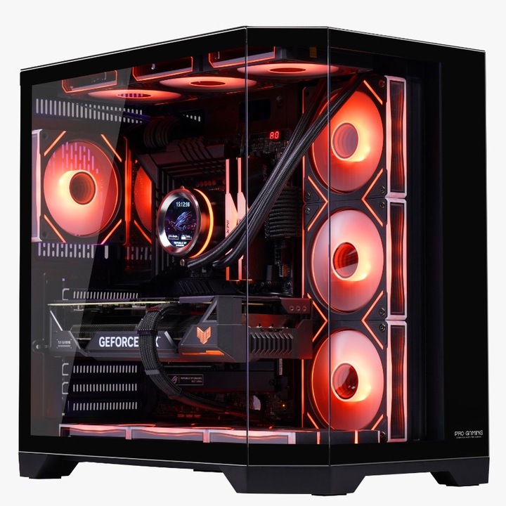 Calculator Gaming Banshee Black Ice i5-14600KF pana la 5.3GHz, 32GB, 1TB SSD, RTX5060 8GB GDDR7 cu racire pe lichid IcePulse 360 cu display digital, 7 ventilatoare ARGB incluse, Wi-Fi 6 si Windows 11 instalat