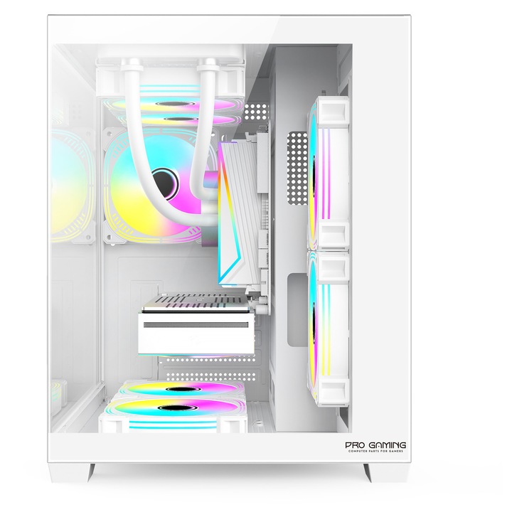 Настолен компютър PC Gaming ProGaming Ambra Бял AMD Ryzen 5 5600X до 4.6GHz, 32GB DDR4, SSD 1TB, RTX 5060 8GB, 5 включени вентилатора, Wi-Fi и инсталиран Windows 11