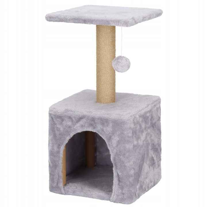Ansamblu joaca pisici loc zgariat ascunzatoare platforma sisal, 62 cm, stabil, gri