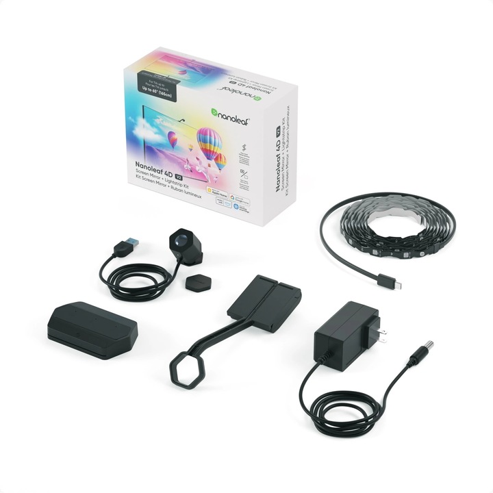LED ленти Nanoleaf 4D V2 Комплект с огледално отразяване за телевизор и монитор до 65'', 24W, RGB многоцветни