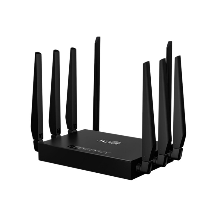 Router wireless, Wi-Fi 6 portabil, 5G, 2, 4 GHz/5, 8 GHz, 1000 Mbps, opt antene, transmisie de mare viteza, semnal stabil, negru