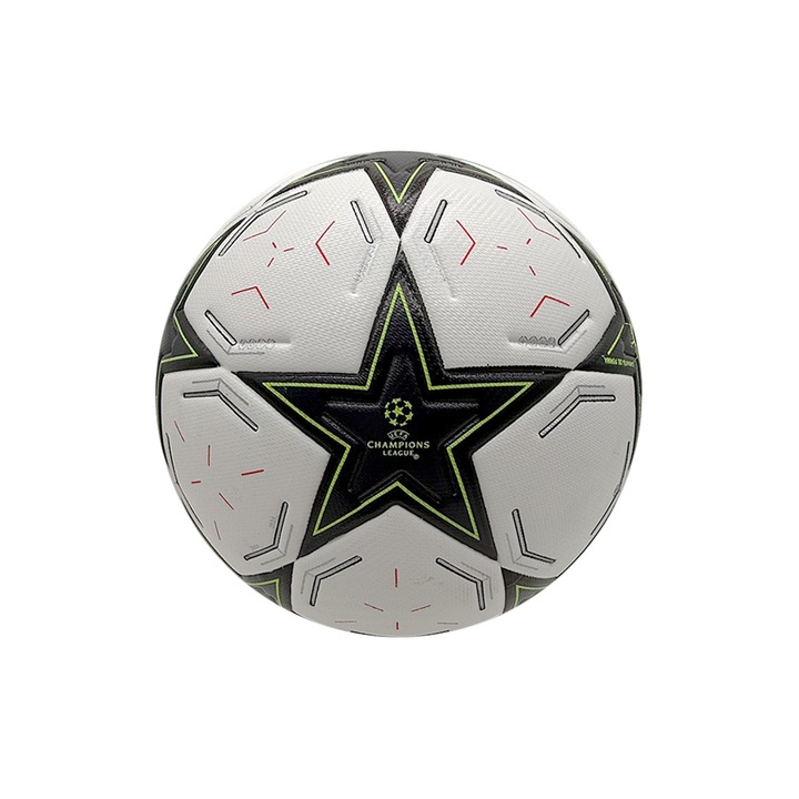 Minge fotbal, model 2024 Champions League, dimensiune 5, alb cu gri