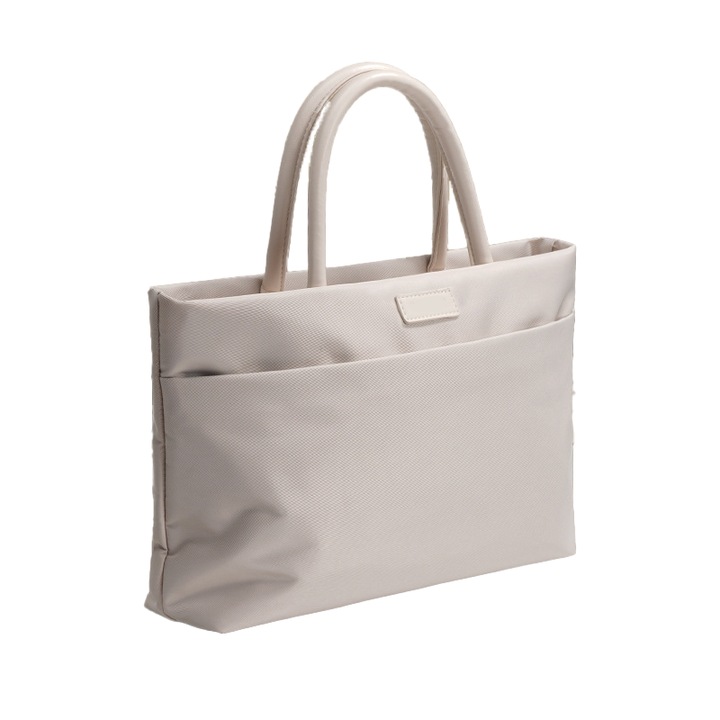 Husa pentru laptop, Aiorber, 15.6 inci, perna de aer captusita pentru absorbtia socurilor, maner din piele moale, baza intarita si largita, spatiu de depozitare cu doua straturi, bej