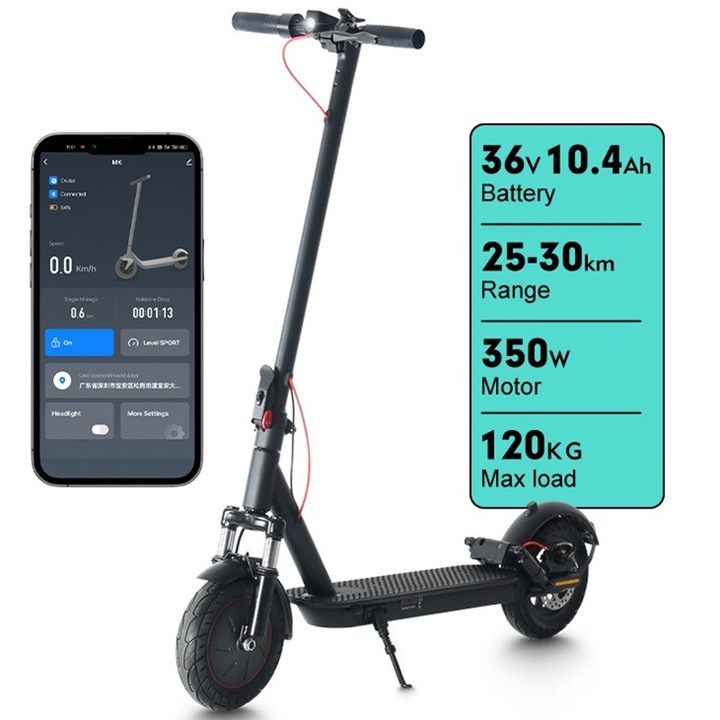 Trotineta electrica Manke MK085PRO, Suspensie fata si spate, viteza maxima de 25 km/h, 25-35 km, motor 350 W, 10.4 Ah, cauciuc solid