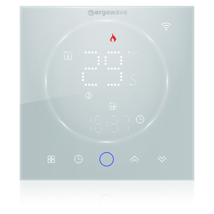 Termostat CLEAR WiFi 16A, panou LED ultra-subțire, alb senzor de temperatură inclus