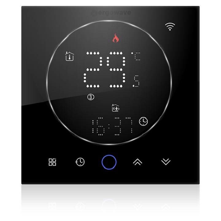 Termostat CLEAR WiFi 16A, control inteligent, panou LED ultra-subtire, alb