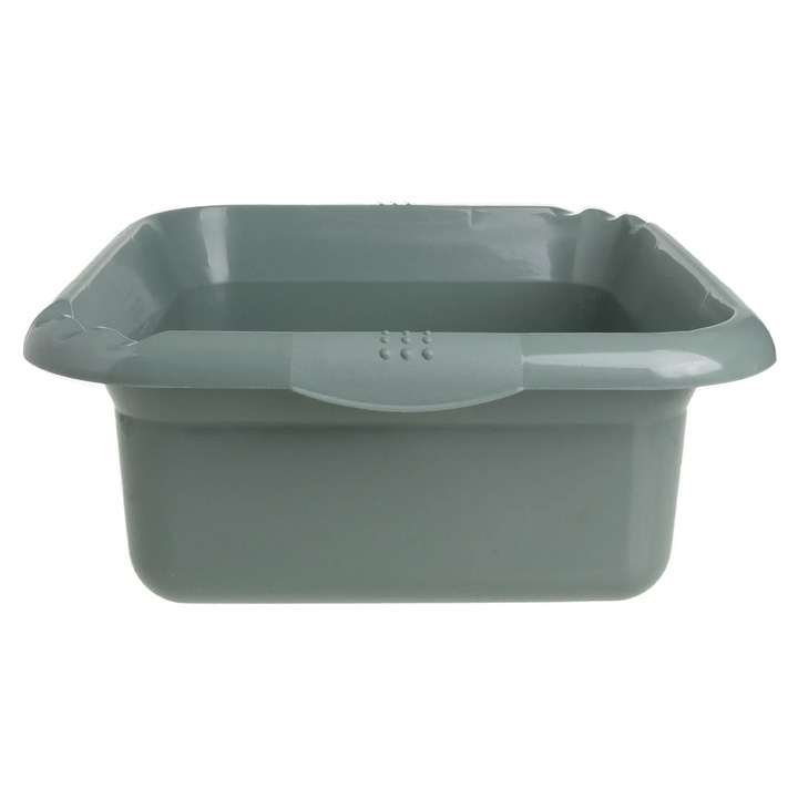 Леген, Пластмаса, Дръжки, Универсален, 14 литра, Компактни размери, 41x40x18 см, Сив